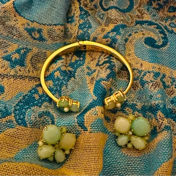 kate spade Hinged Cuff Bracelet Sea Green Multi Stone. Earrings sold separately - Picture 3 of 3